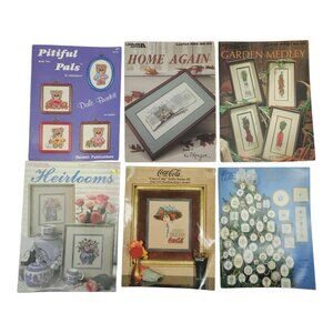 Cross Stitch Needlework Craft Projects Lot Of 6 Leisure Arts Pegasus Burdett